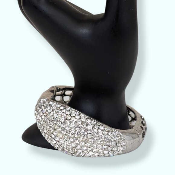 Metal Cut Out Rhinestone Hinge Bracelet - Picture 1 of 7